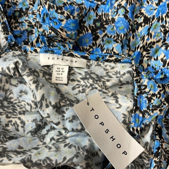 TOPSHOP Women's Casual Blue Romper in Grunge Floral Print Size 8 - Picture 6 of 7